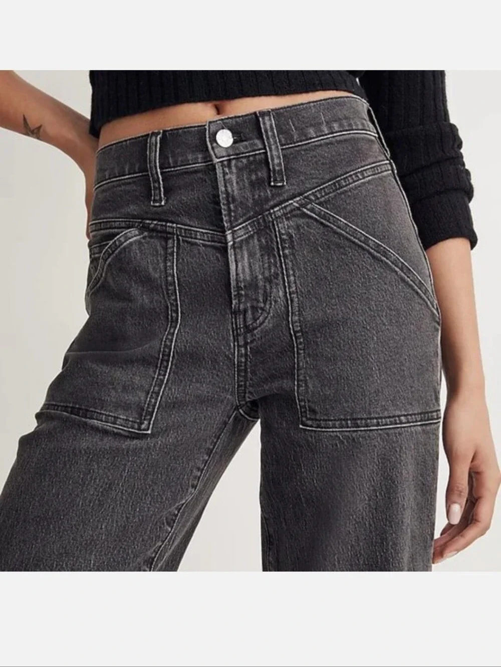 Madewell The Perfect Vintage Wide-Leg Jean Windhaven Wash Patch-Pocket Size 29